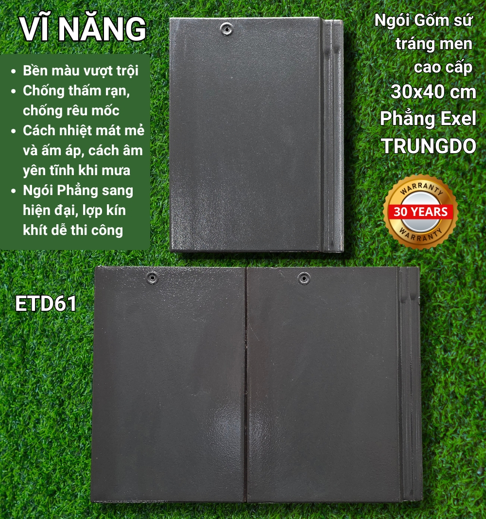 Ngói men PHẲNG (màu xám)   