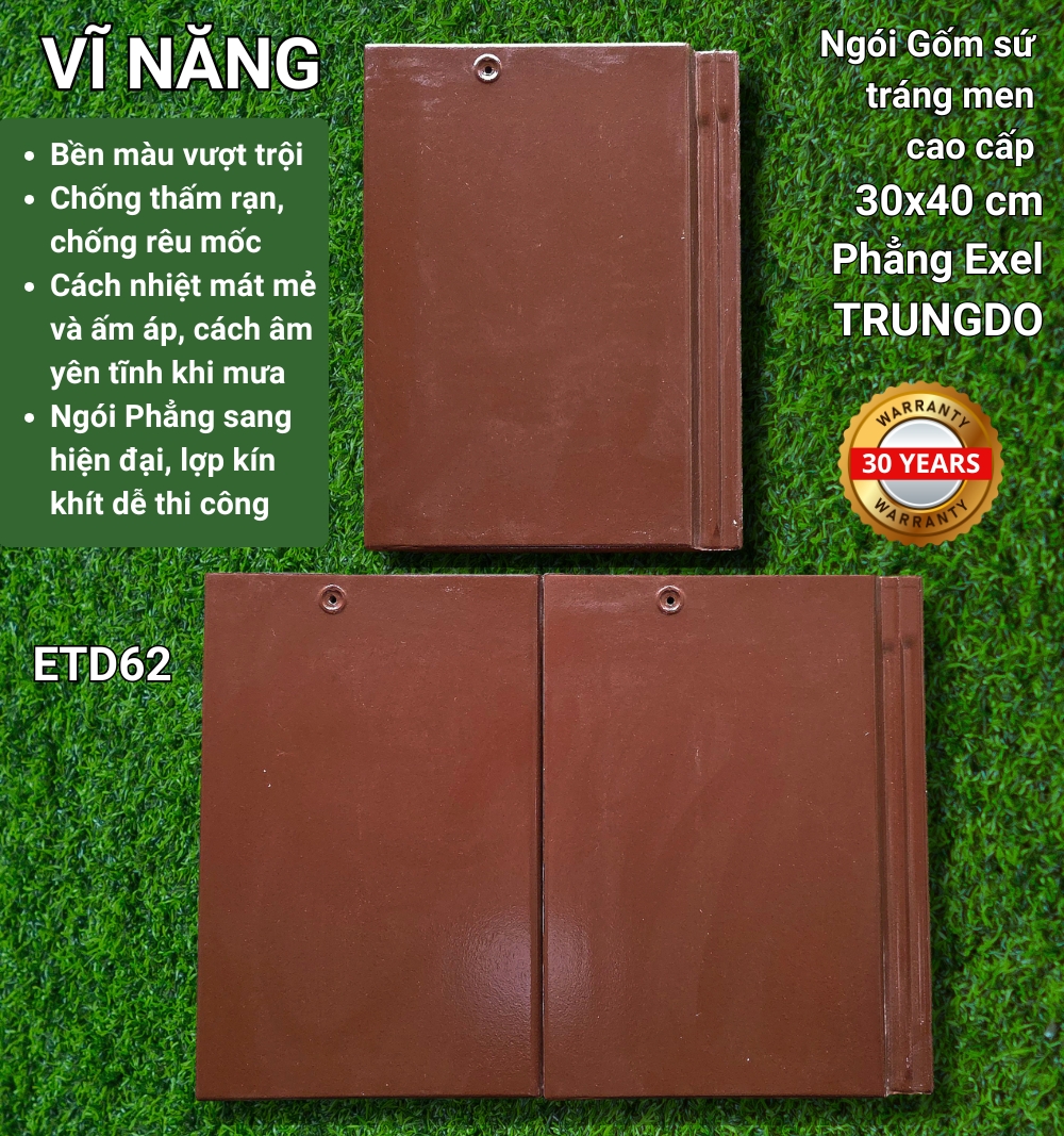 Ngói men PHẲNG (màu nâu)  