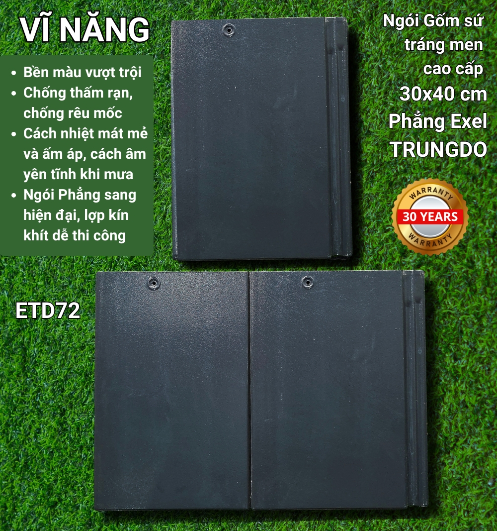 Ngói men PHẲNG (màu xanh) 