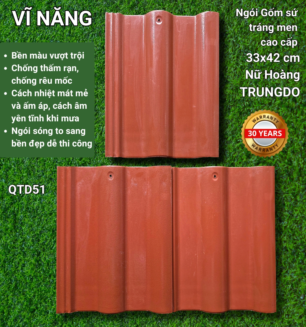 Ngói men NỮ HOÀNG (màu đỏ)