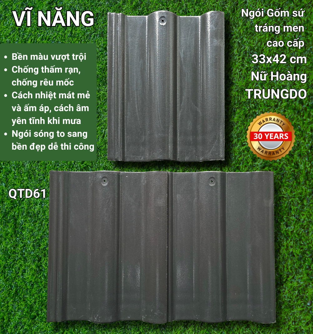 Ngói men NỮ HOÀNG (màu xám)