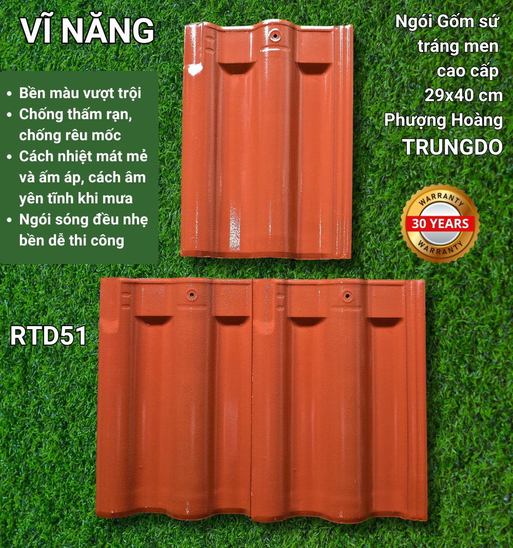 Ngói men PHƯỢNG HOÀNG (màu đỏ)