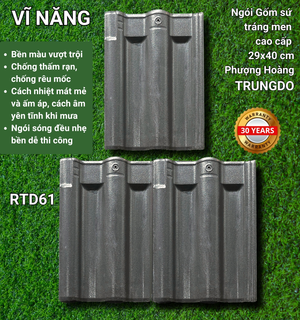 Ngói men PHƯỢNG HOÀNG (màu xám)
